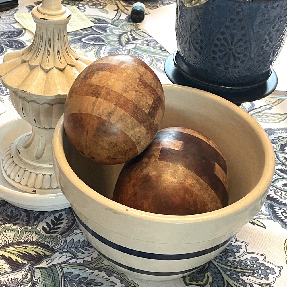 Vintage Decorative Painted & Carved Gourds; set of 2 gourds.